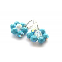 JC - SWAROVSKI BLOEM OORBEL TURQUOISE 