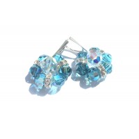 JC - SWAROVSKI BLOEM OORBEL AQUAMARINE