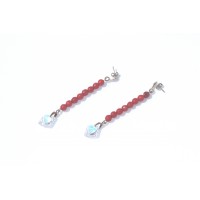 JC OORHANGERS KORAALROOD MET SWAROVSKI ELEMENTS